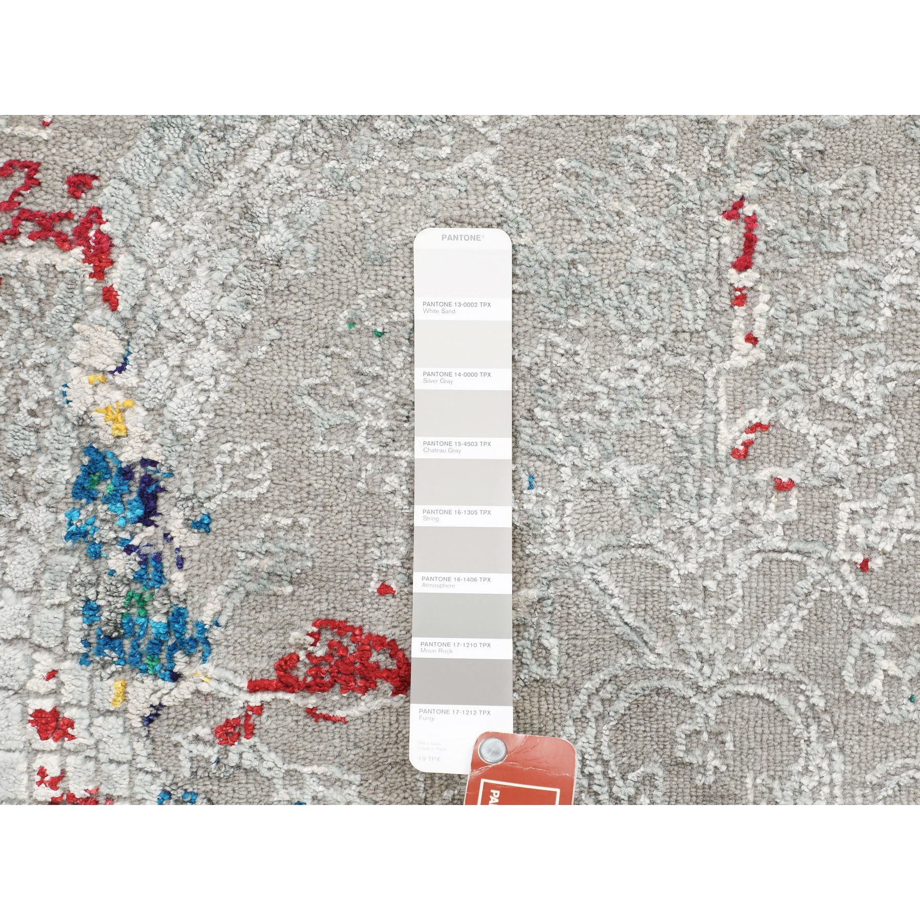 9'x12' Gray Sari Silk With Textured Wool Transitional Design Hand